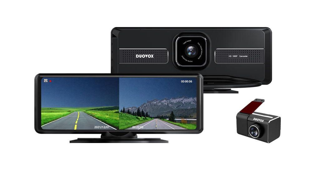 Duovox V9 1080P Full-color Night Vision Dashcam with Rear View Camera